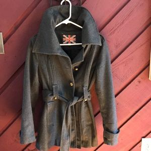 Gray wool belted jacket